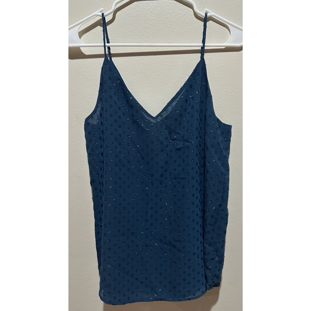 Calvin Klein Women's Polka‎ Dot Sequined Strappy Camisole Size Small - Navy Blue